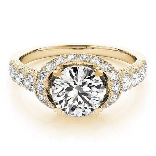 2.00 Ct DE/VS Lab Grown Round Diamond Halo Engagement Ring 18K Yellow Gold