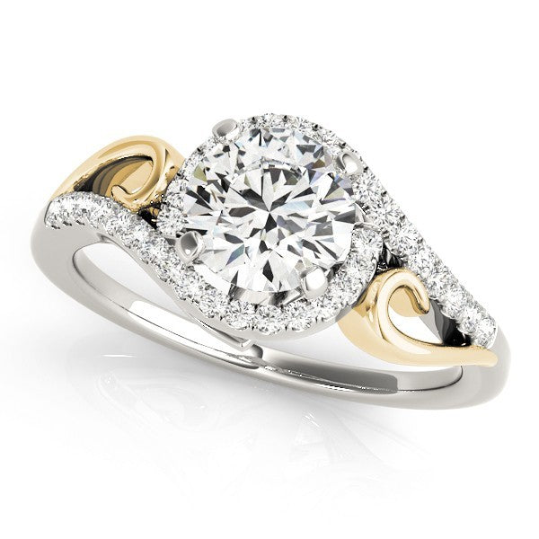 Lab Grown Round Diamond Halo Engagement Ring 18K Yellow Gold