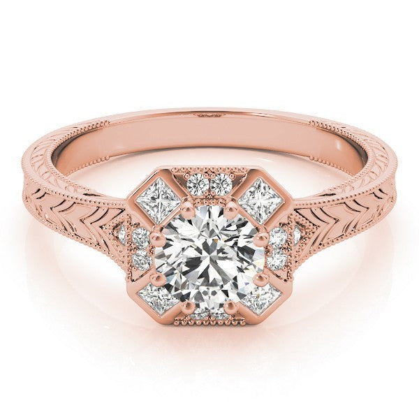 Lab Grown Round Diamond Halo Engagement Ring 18K White Gold