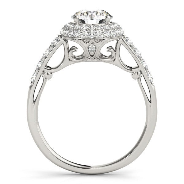 Lab Grown Round Diamond Halo Engagement Ring 18K Yellow Gold