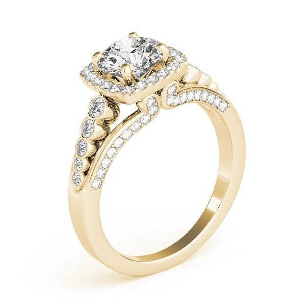 2.00 Ct DE/VS Lab Grown Round Diamond Halo Engagement Ring 18K White Gold