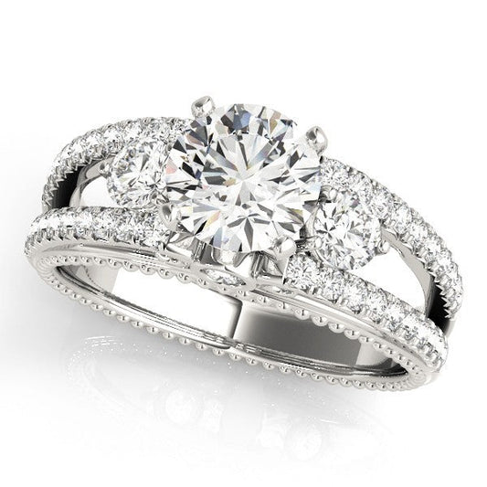 Lab Grown Round Diamond 3 Stone Engagement Ring In 950 Platinum DE/VS 2CT