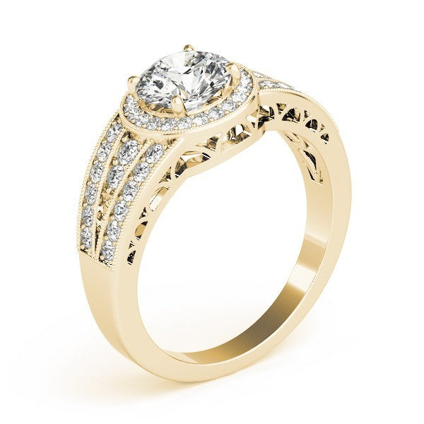 Lab Grown Round Diamond Halo Engagement Ring 18K White Gold