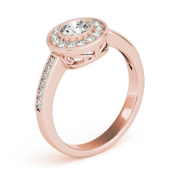 Lab Grown Round Diamond Halo Engagement Ring 18K Yellow Gold