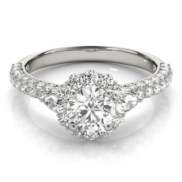 Lab Grown Round Diamond Halo Engagement Ring 18K Yellow Gold