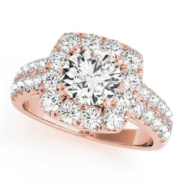 3.00 Carat Lab Grown Round Cut Diamond Halo Engagement Ring 18K White Gold