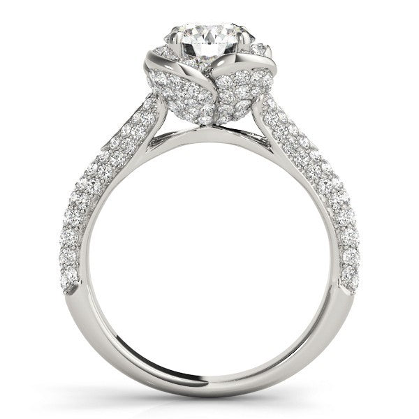 2.00 Ct DE/VS Lab Grown Round Diamond Halo Engagement Ring 18K White Gold
