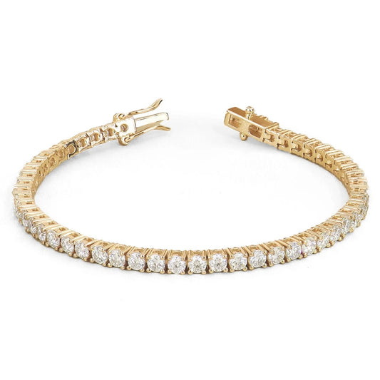 5.25Ct Natural Round Diamond Tennis Bracelet In Yellow Gold