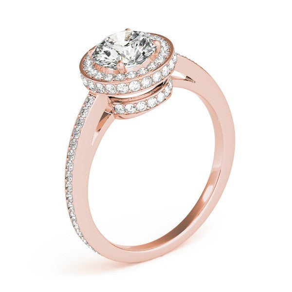 Lab Grown Round Diamond Halo Engagement Ring 18K White Gold