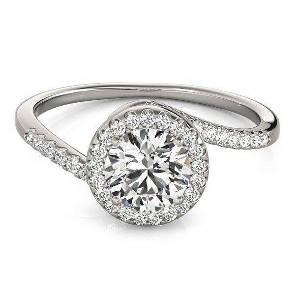 Lab Grown Round Diamond Halo Engagement Ring 18K Yellow Gold
