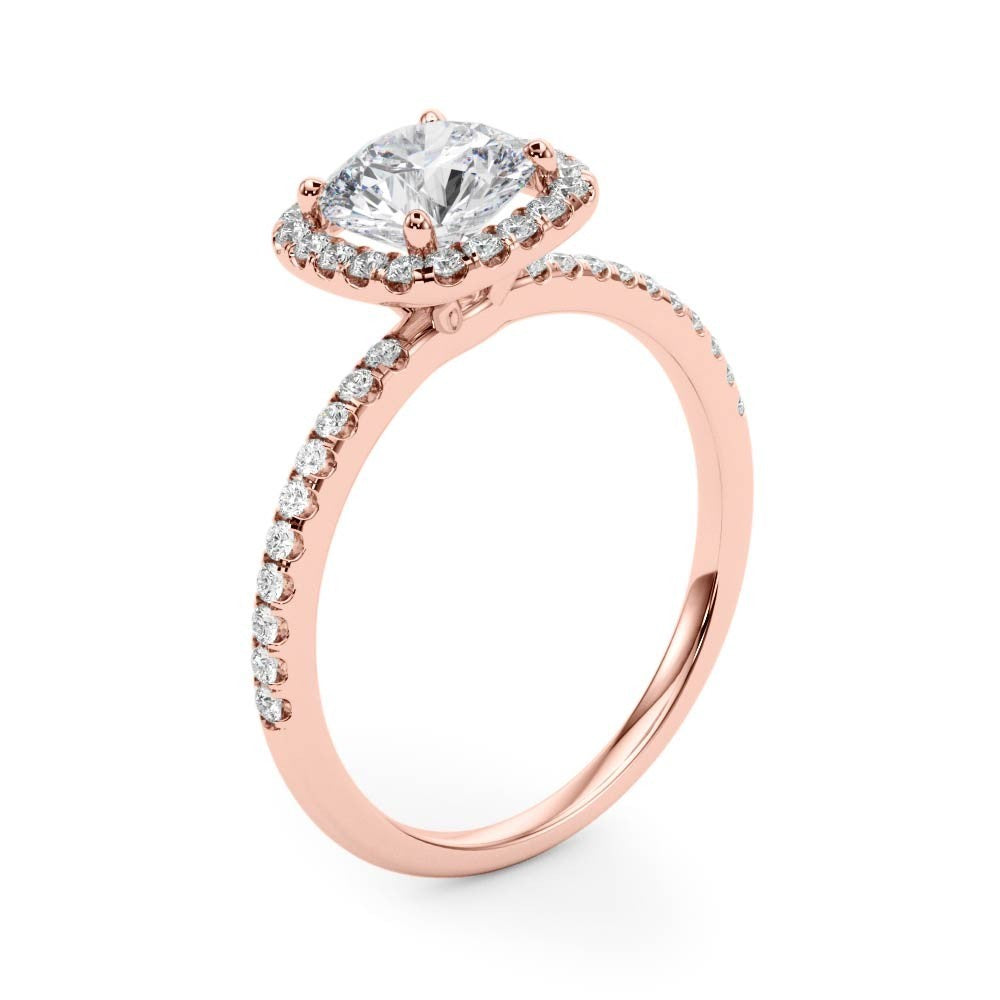 Lab Grown Round Diamond Halo Engagement Ring 18K White Gold