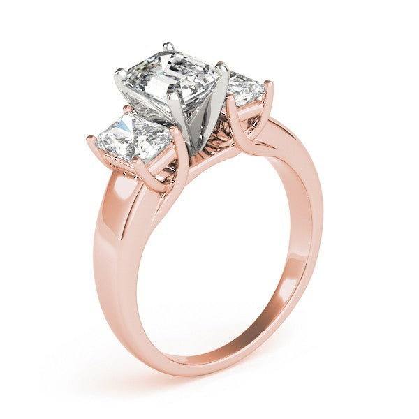 2.00Ct Lab Grown Emerald Cut Diamond 3 Stone Engagement Ring 18K White Gold