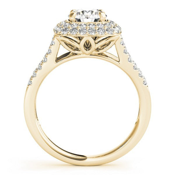 Lab Grown Round Diamond Halo Engagement Ring 18K Rose Gold