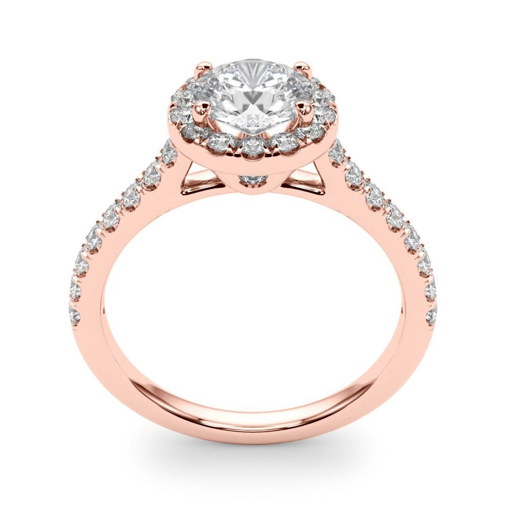 Lab Grown Round Diamond Halo Engagement Ring 18K Rose Gold