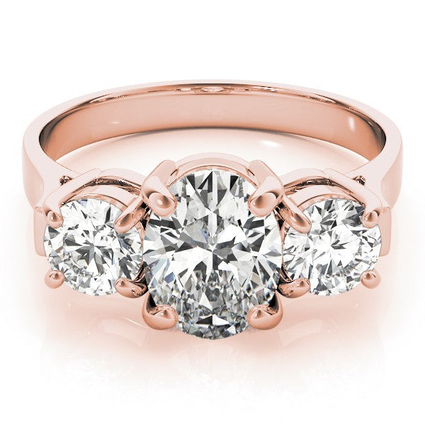 18k yellow gold Oval cut Trilogy Engagement Ring Ð 2Ct DE/VS Lab Grown Diamonds