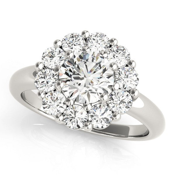Lab Grown Round Diamond Halo Engagement Ring 18K Yellow Gold