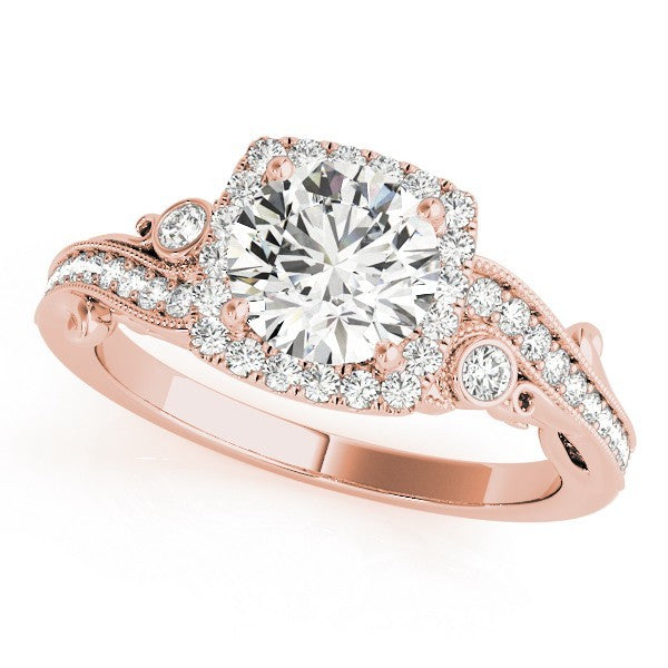 Lab Grown Round Diamond Halo Engagement Ring in 18K Rose Gold