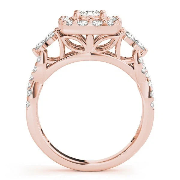 2.00Ct Round Lab Grown Diamond Halo Engagement Ring Gift For Women