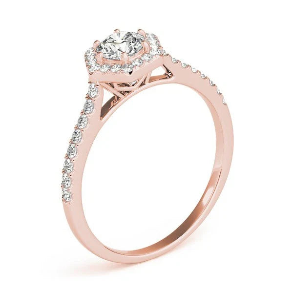 Lab Grown Round Diamond Halo Engagement Ring For Women
