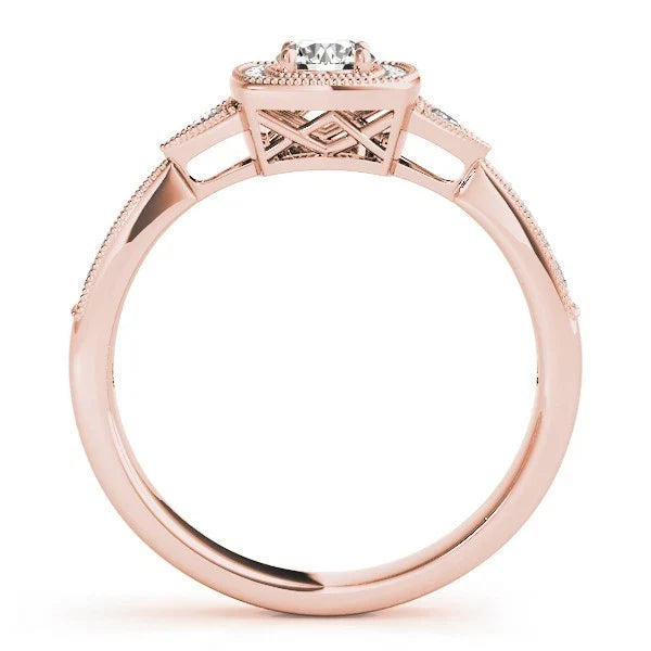 Lab Grown Round Diamond Halo Engagement Ring in 18K Yellow Gold
