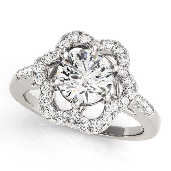 2.00Ct Lab Grown Round Diamond Halo Engagement Ring 18K Yellow Gold