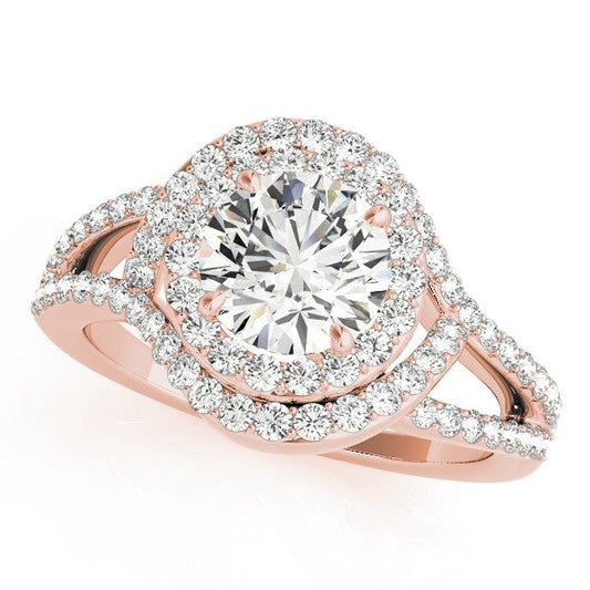 2.00Ct Lab Grown Round Diamond Halo Engagement Ring 18K Rose Gold