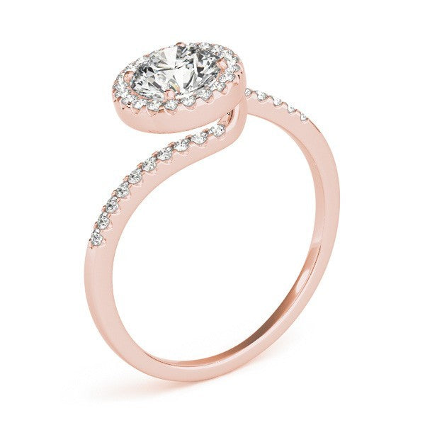 Lab Grown Round Diamond Halo Engagement Ring 18K Yellow Gold
