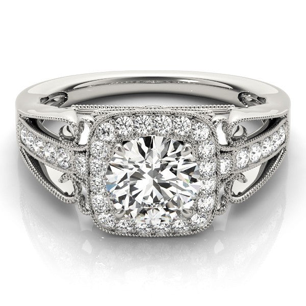 2.00 Ct DE/VS Lab Grown Round Diamond Halo Engagement Ring 18K Rose Gold