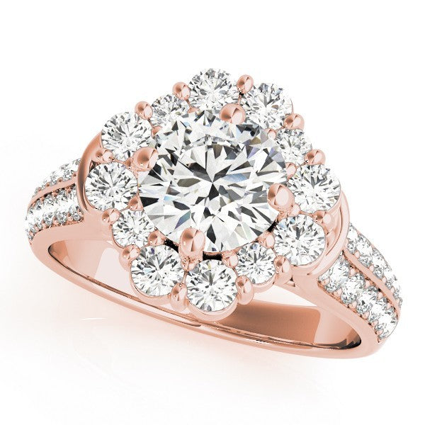 2.00 Carat Lab Grown Round Cut Diamond Halo Engagement Ring 18K White Gold