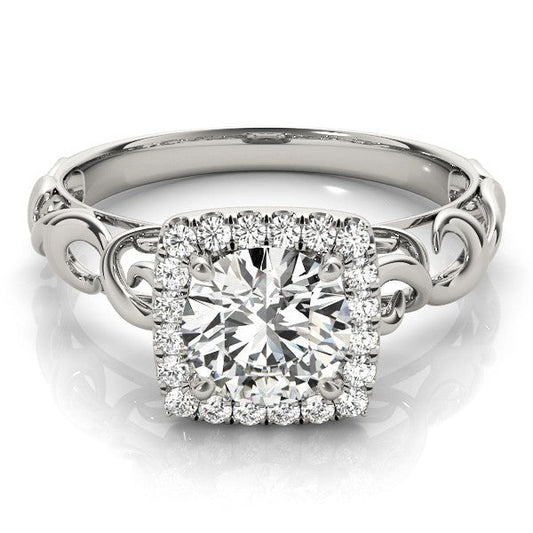 Lab-Grown Diamond Halo Engagement Ring in 18K Yellow Gold