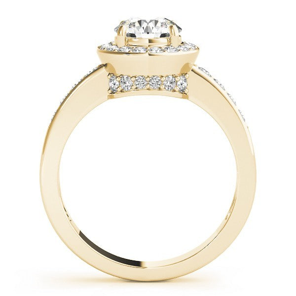 Lab Grown Round Diamond Halo Engagement Ring 18K White Gold