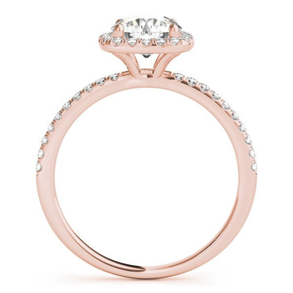 Lab Grown Round Diamond Halo Engagement Ring 18K White Gold