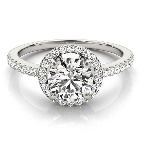 2.00 Carat DE/VS Lab Grown Round Diamond Halo Engagement Ring 18K White Gold