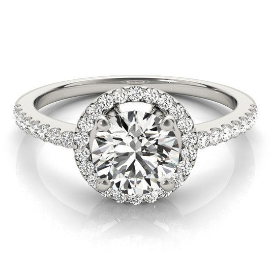 2.00 Carat DE/VS Lab Grown Round Diamond Halo Engagement Ring 18K White Gold