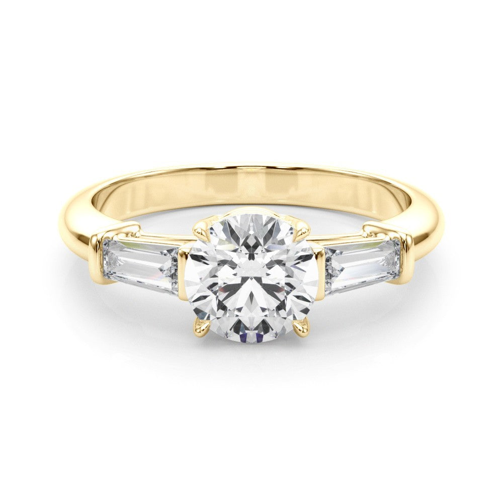 Lab-Grown Round Diamond 3 Stone Engagement Ring 18K Yellow Gold 2CT DE/VS