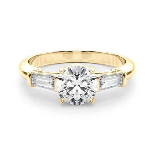 Lab-Grown Round Diamond 3 Stone Engagement Ring 18K Yellow Gold 2CT DE/VS