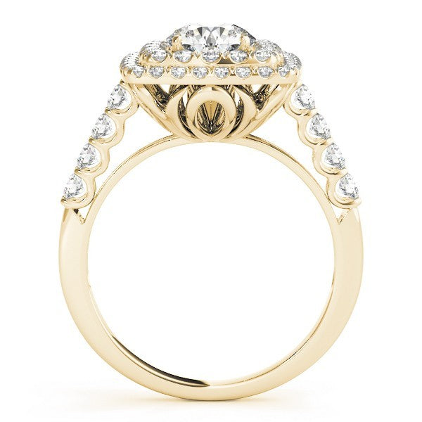 3.00 Carat DE/VS Lab Grown Round Cut Diamond Halo Engagement Ring 18K White Gold