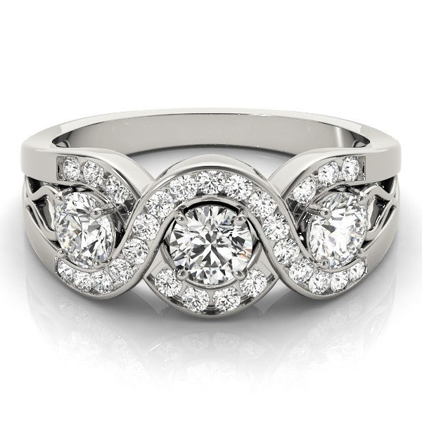 Lab Grown Round Diamond Infinity Trilogy Engagement Ring  2CT DE/VS Platinum