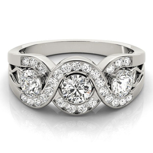 Lab Grown Round Diamond Infinity Trilogy Engagement Ring  2CT DE/VS Platinum