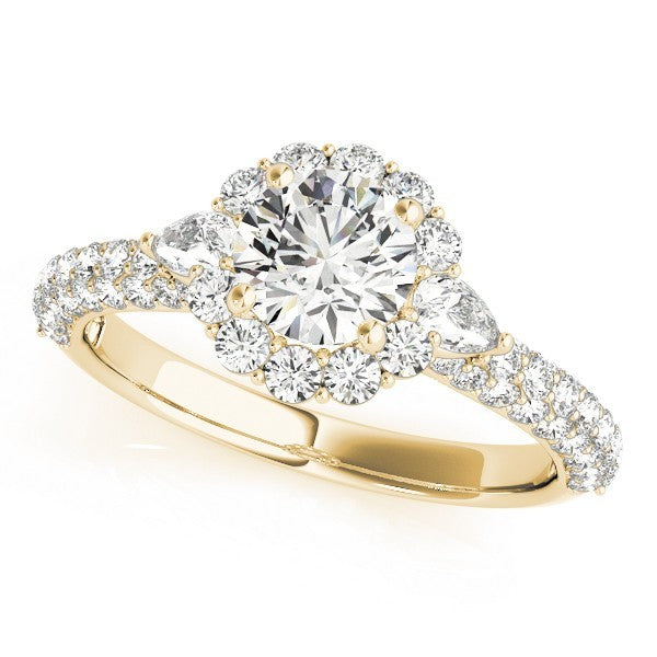 Lab Grown Round Diamond Halo Engagement Ring 18K Yellow Gold