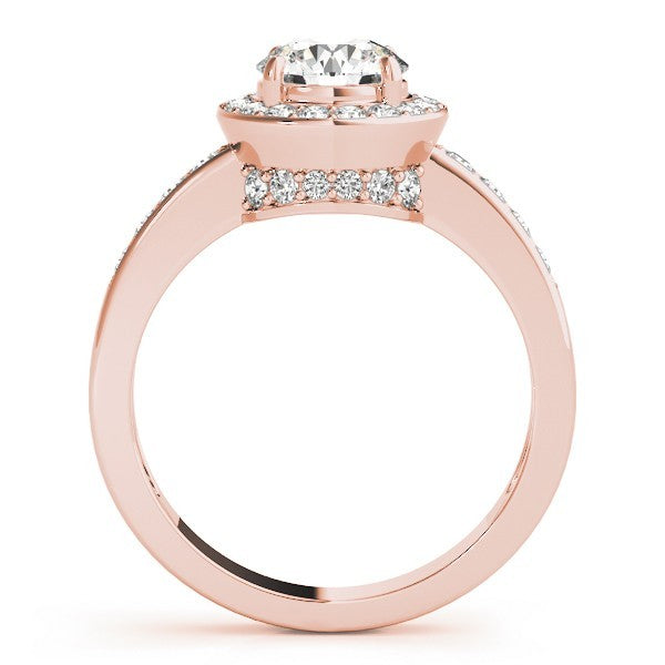 Lab Grown Round Diamond Halo Engagement Ring 18K White Gold