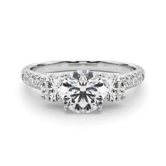 Lab Grown Round Diamond 3 Stone Engagement Ring Platinum  DE/VS 2CT