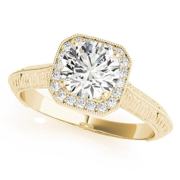 Lab Grown Round Diamond Halo Engagement Ring 18K White Gold