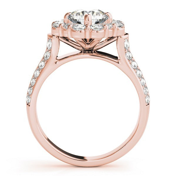 2.00 Carat Lab Grown Round Cut Diamond Halo Engagement Ring 18K White Gold