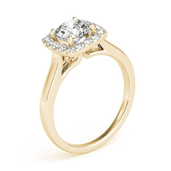 2.00Ct Lab Grown Round Diamond Halo Engagement Ring 18K Yellow Gold