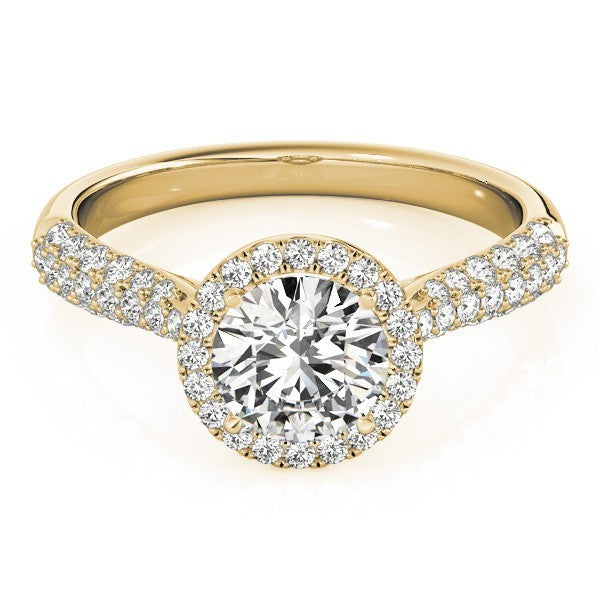 2.00Ct Lab Grown Round Diamond Halo Engagement Ring 18K Yellow Gold