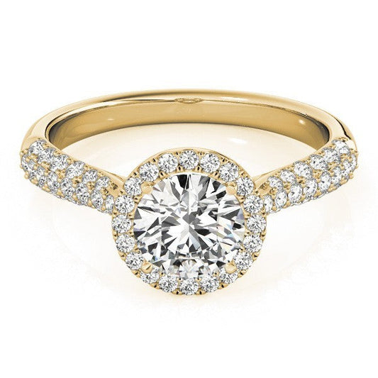 2.00Ct Lab Grown Round Diamond Halo Engagement Ring 18K Yellow Gold