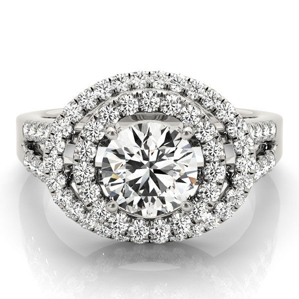 2.00Ct Lab Grown Round Diamond Halo Engagement Ring 18K Yellow Gold