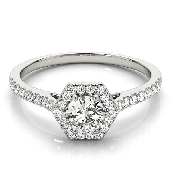 Lab Grown Round Diamond Halo Engagement Ring For Women