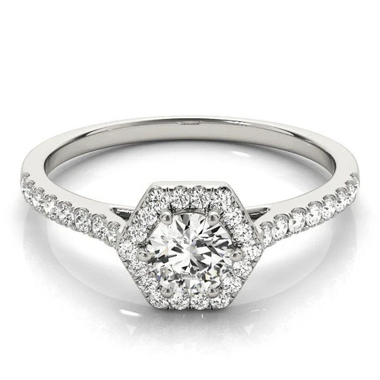 Lab Grown Round Diamond Halo Engagement Ring For Women